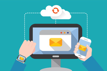 flat design, synchronization concept illust