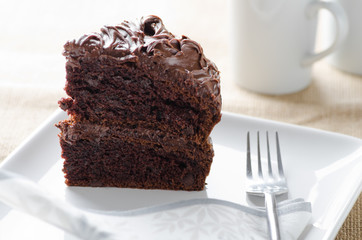 A slice of delicious home made chocolate cake