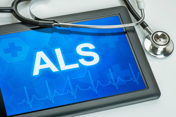 Tablet mit der Diagnose ALS auf dem Display
