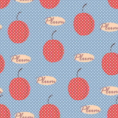Stylized vector seamless pattern with plums