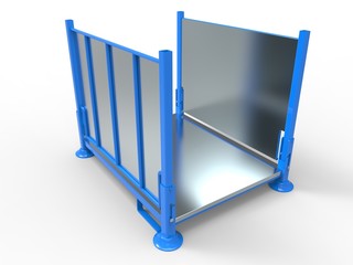 Stapelgestell klappber mit Blechboden und Seitenwänden