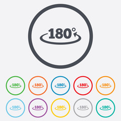 Angle 180 degrees sign icon. Geometry math symbol