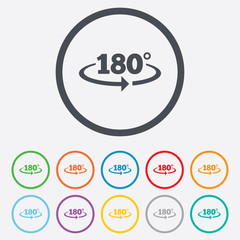 Angle 180 degrees sign icon. Geometry math symbol