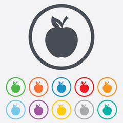 Apple sign icon. Fruit with leaf symbol.