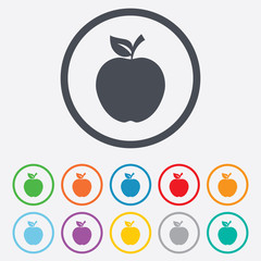 Apple sign icon. Fruit with leaf symbol.