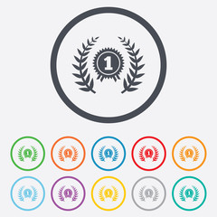 First place award sign icon. Prize for winner.