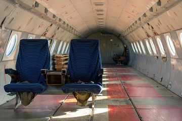 Airplane interior with seats