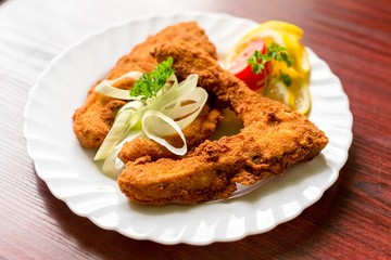 Delicious food on white plate