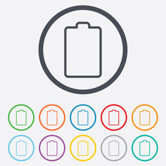 Battery empty sign icon. Low electricity symbol