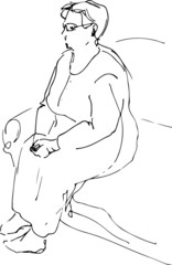 sketch of a grandmother sitting resting