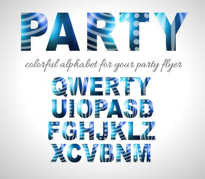 Funny Colorful Alphabet for party flyers or invitation cards