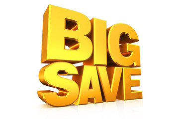 3D gold text big save.