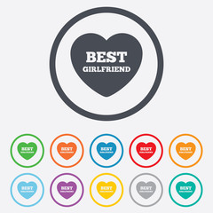 Best girlfriend sign icon. Heart love symbol.
