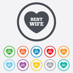 Best wife sign icon. Heart love symbol.