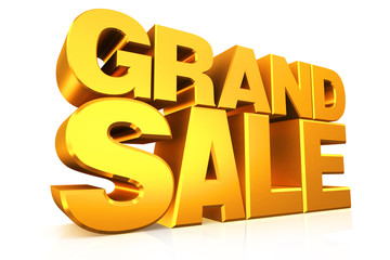 3D gold text grand sale.