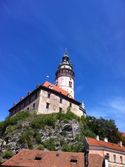 the tower to a blue sky