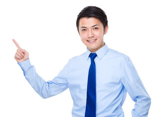 Business man with finger point up