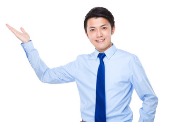 Businessman show with blank sign