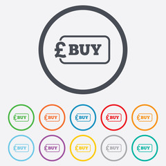 Buy sign icon. Online buying Pound button.