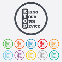 BYOD sign icon. Bring your own device symbol.