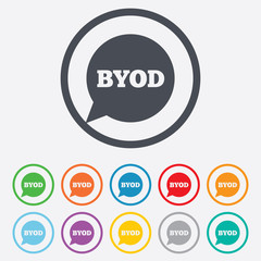 BYOD sign icon. Bring your own device symbol.