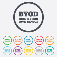 BYOD sign icon. Bring your own device symbol.
