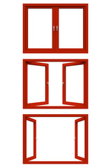 red window frame