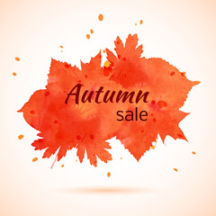 watercolor banner of autumn leaves