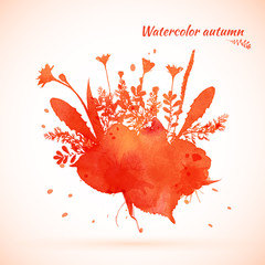 Autumn watercolor painted,design element