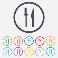 Eat sign icon. Cutlery symbol. Fork and knife.