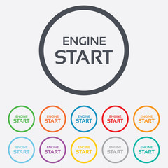 Start engine sign icon. Power button.