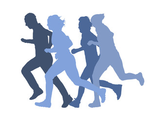 Group of runners silhouettes vector illustration