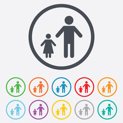 One-parent family with one child sign icon.