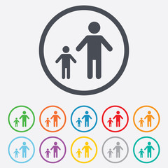 One-parent family with one child sign icon.