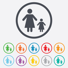 One-parent family with one child sign icon.