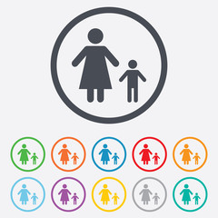 One-parent family with one child sign icon.