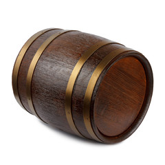Wooden barrel isolated on white background