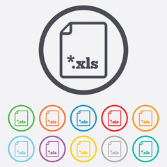 Excel file document icon. Download xls button.