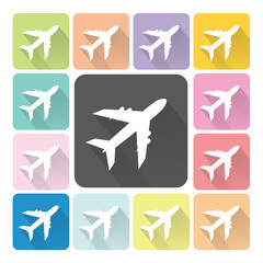 Plane Icon color set vector illustration