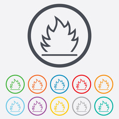 Fire flame sign icon. Heat symbol.