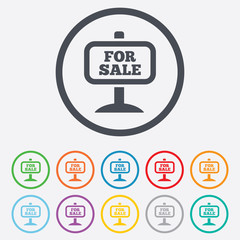 For sale sign icon. Real estate selling.