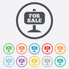 For sale sign icon. Real estate selling.