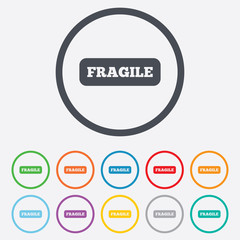 Fragile parcel icon. Package delivery symbol.