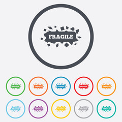 Fragile parcel icon. Package delivery symbol.