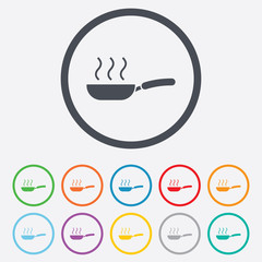 Frying pan sign icon. Fry or roast food symbol.