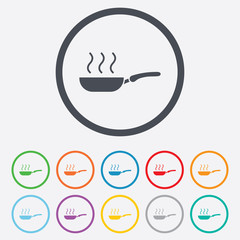 Frying pan sign icon. Fry or roast food symbol.