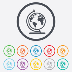 Globe sign icon. World map geography symbol.