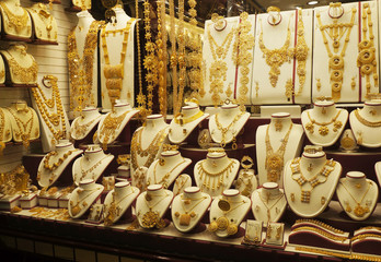 Gold market in Dubai, Deira Gold Souk - obrazy, fototapety, plakaty