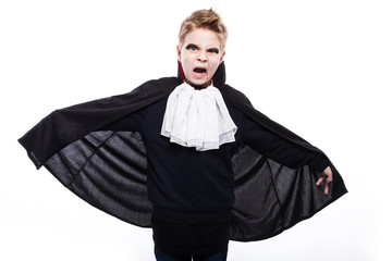 boy in vampire costume isolated over white background
