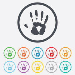 Hand print sign icon. Stop symbol.